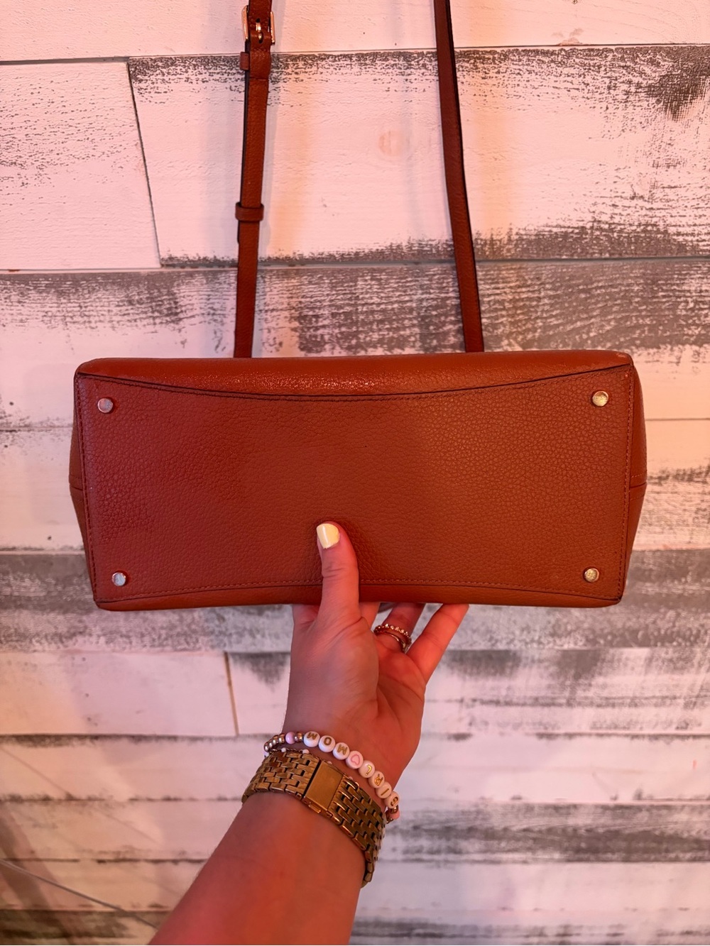 Kate Spade New York Cognac Pebbled Leather Satchel Crossbody Purse 👜 - Picture 5 of 14